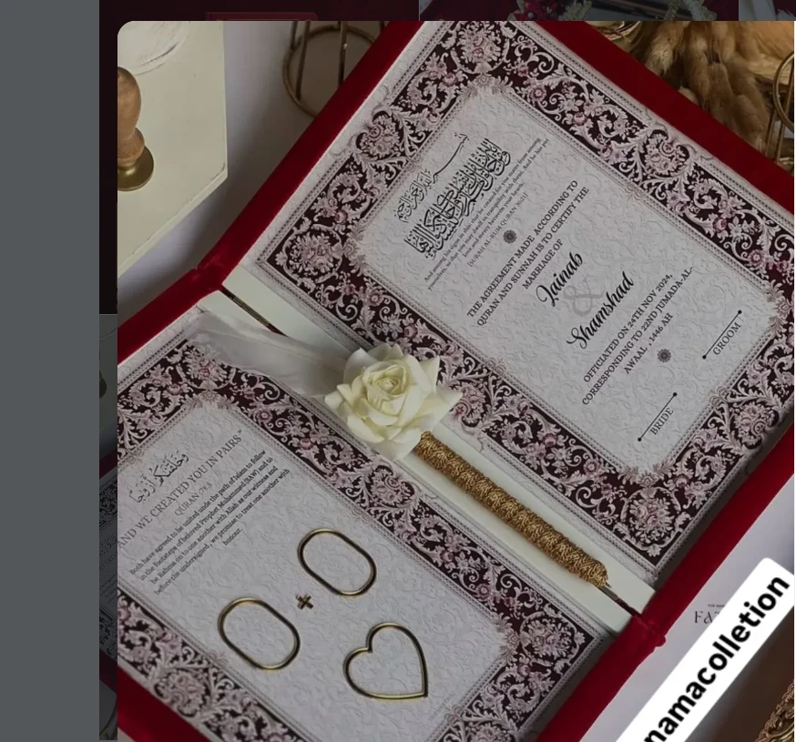 Velvet A4 Nikah Nama with Gold Pen (Zainab & Shamshad Edition)