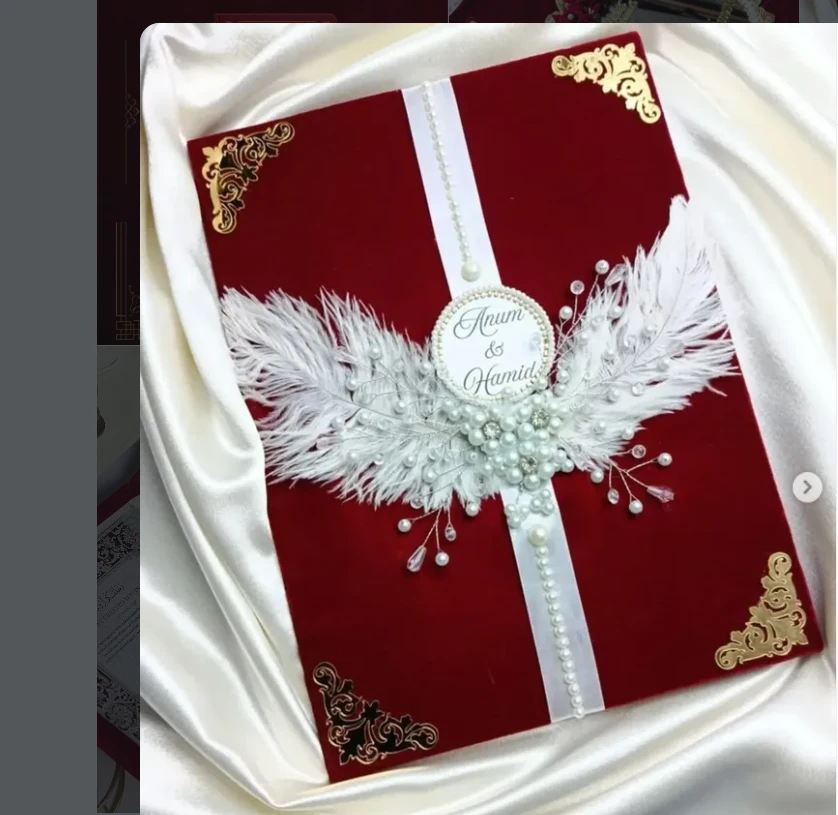 Bespoke Pearl Angel Wings Nikah Nama Keepsake Box